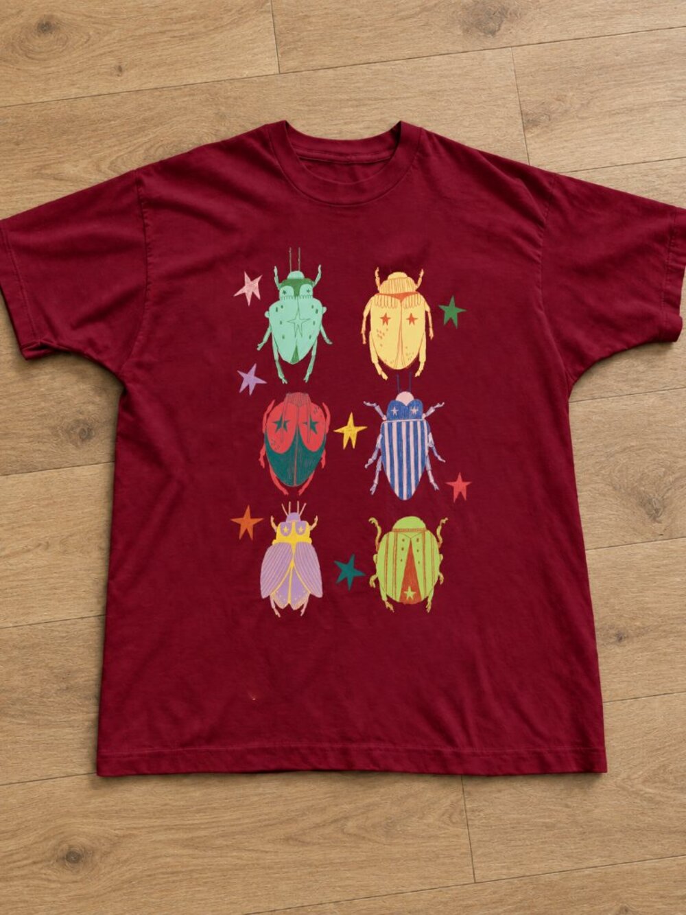 Cherry Red Starry Bugs Tee Gift For Him For Her